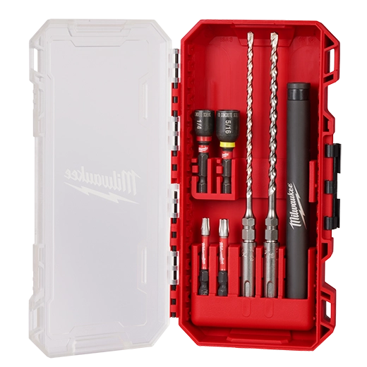 Kit de brocas sds +, puntillas, dados y extensión. (7 pzas.)