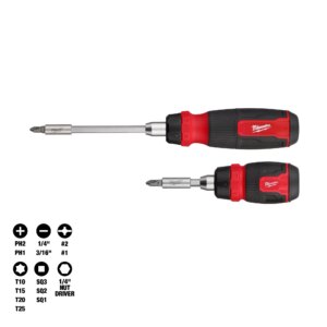 2pc 14-in-1 ratcheting multi-bit and 8-in-1 ratcheting compact multi-bit screwdriver set