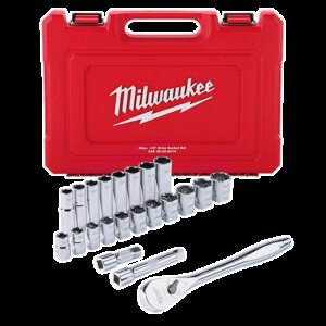 "22 pc 1/2"" drive sae ratchet and socket set with four flat™ sides"