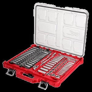 Juego de llave trinquete y dados de 1/4” (6.3mm) y 3/8” (9.5mm) packout 106 pzas. - sae y métrico