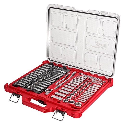 Juego de llave trinquete y dados de 1/4” (6.3mm) y 3/8” (9.5mm) packout 106 pzas. - sae y métrico