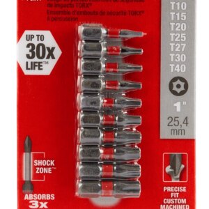 Juego de brocas de seguridad shockwave ™ torx® - 10pc