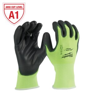 Guantes poliuretano nivel 1 de corte de alta visibilidad- m