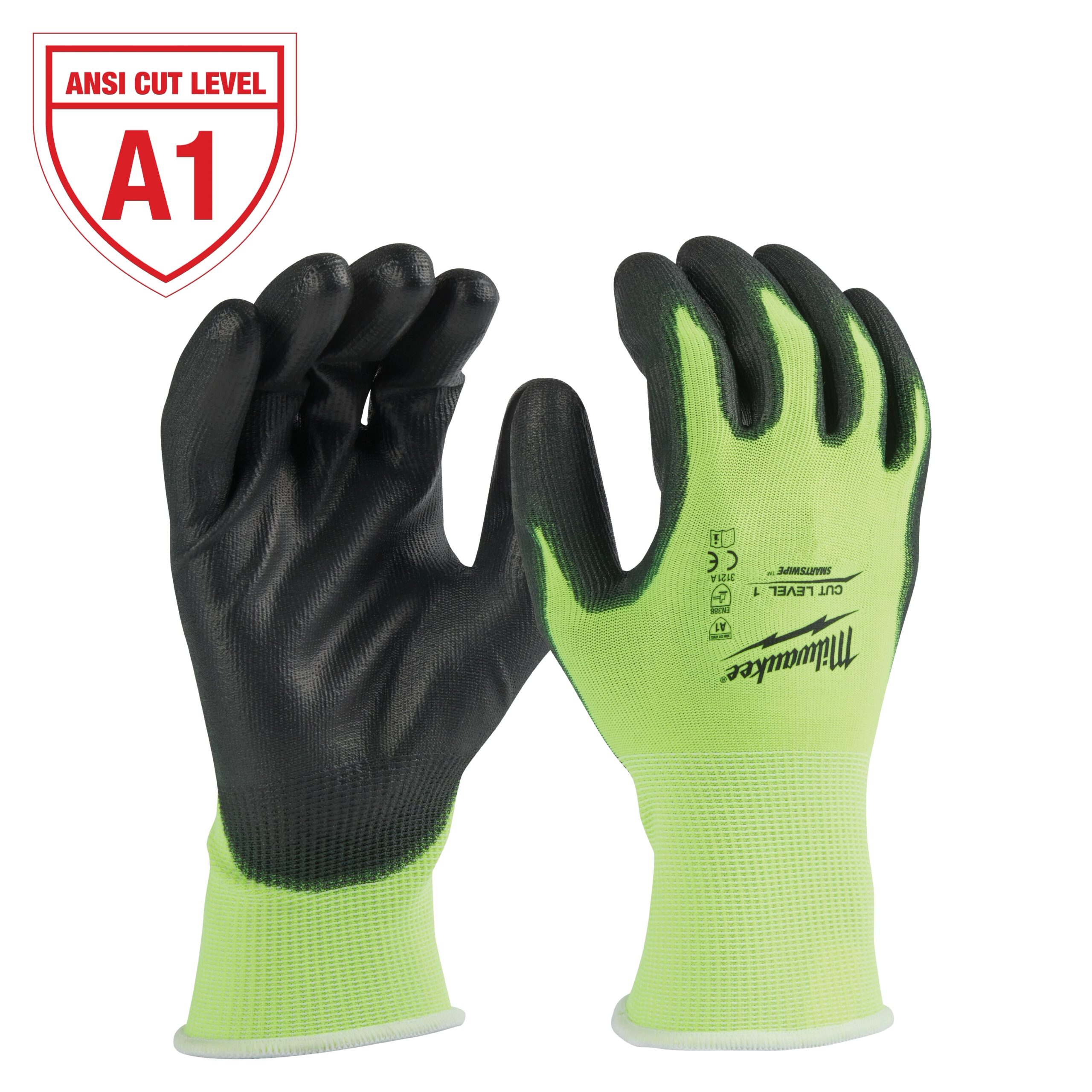 Guantes poliuretano nivel 1 de corte de alta visibilidad- m