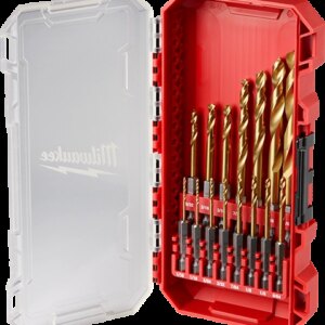 Set de brocas de titanio  shockwave red helix de 15 piezas