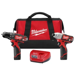 Combo inalámbrico de 2 herramientas rotomartillo 3/8" y llave de impacto de 1/4" m12™ con carbones 12 voltios ion de litio con 2 baterías cp 1.5 amp + cargador + maleta de almacenaje