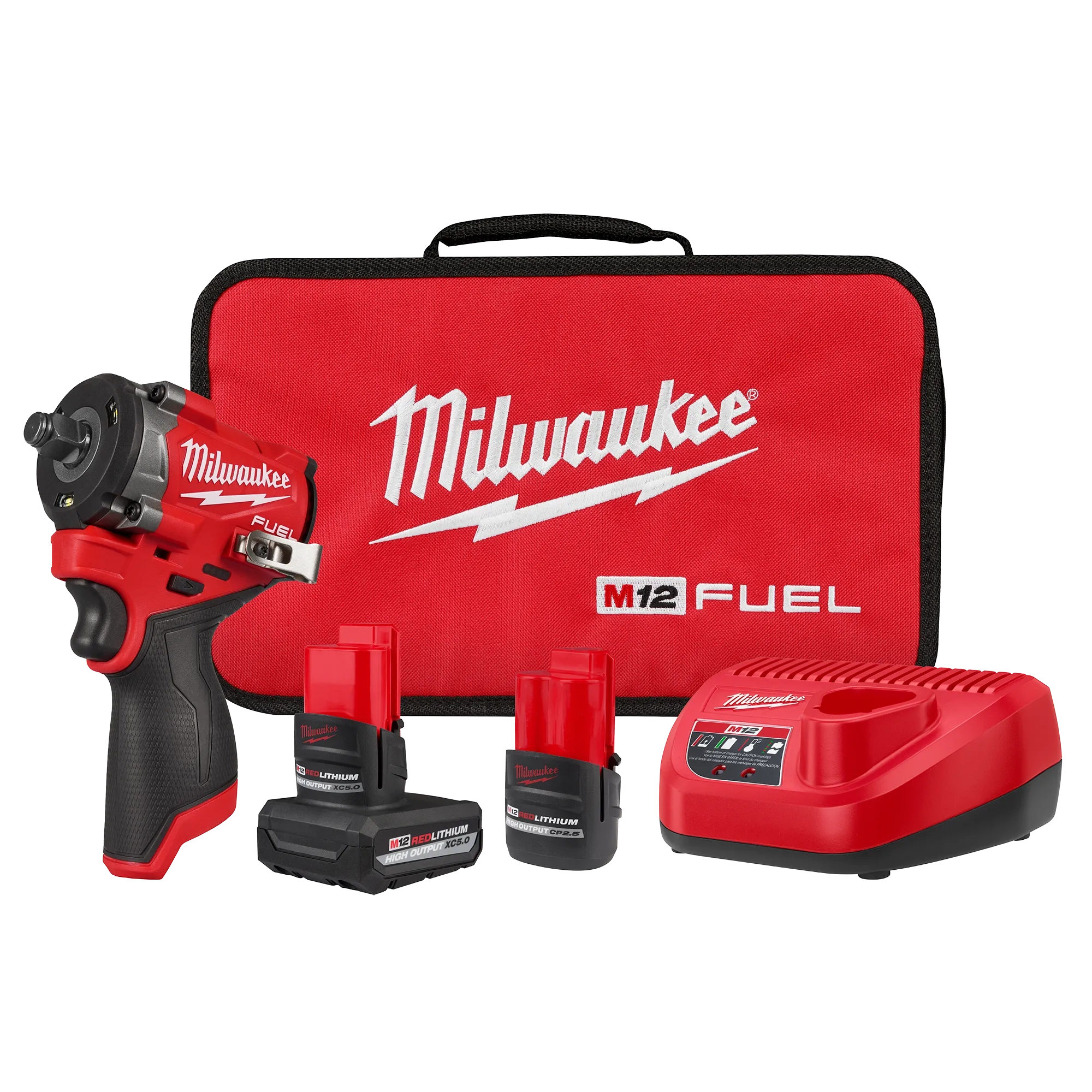 Llave de impacto M12 FUEL™ Stubby de 1/2" c/ 2 baterías c/cargador (kit)