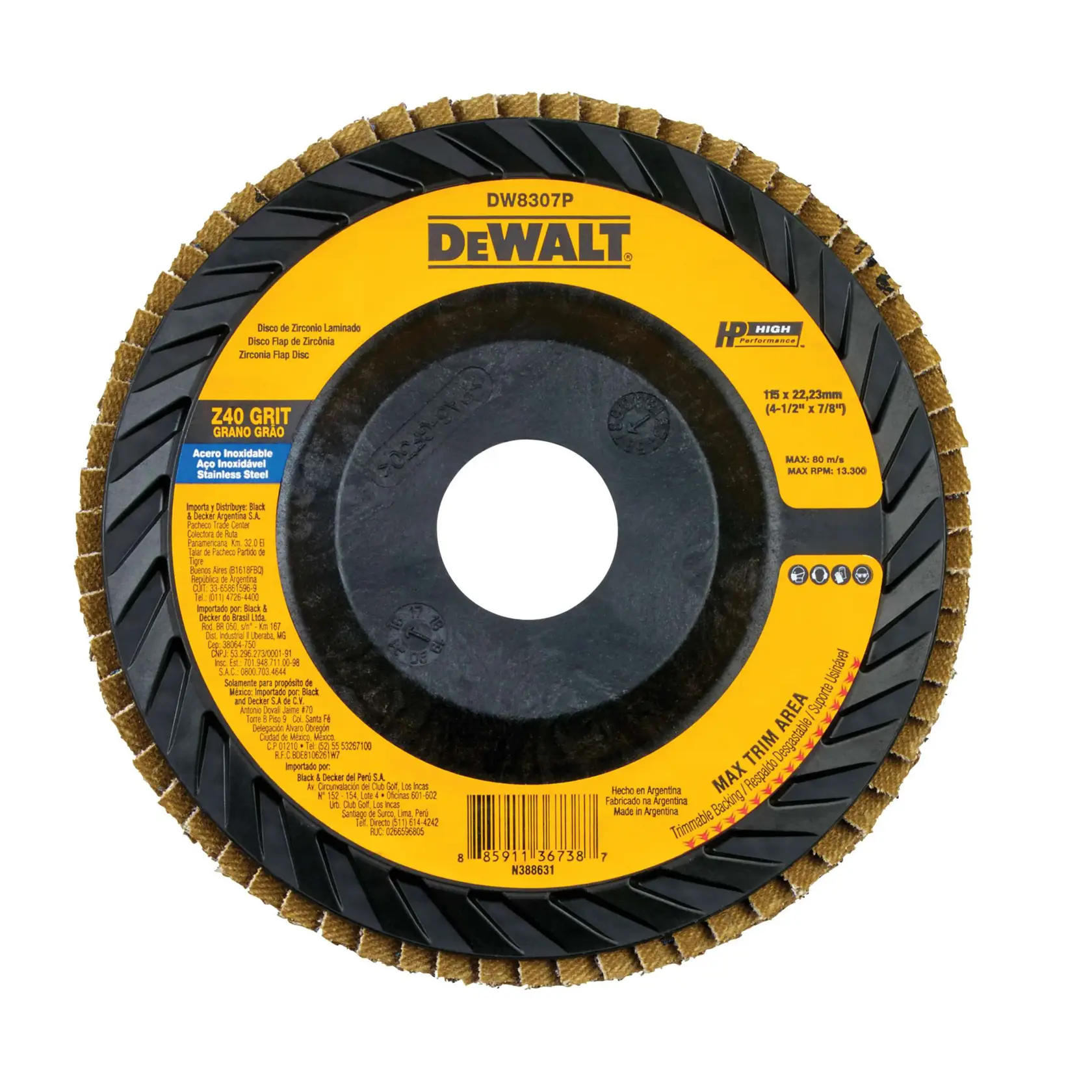 4-1/2 x 7/8 40g flap disc t27 trim zirc