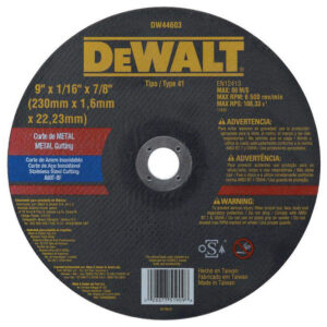 Disco de corte DeWALT DW44603 — 9" (230 mm) para metal e inoxidable