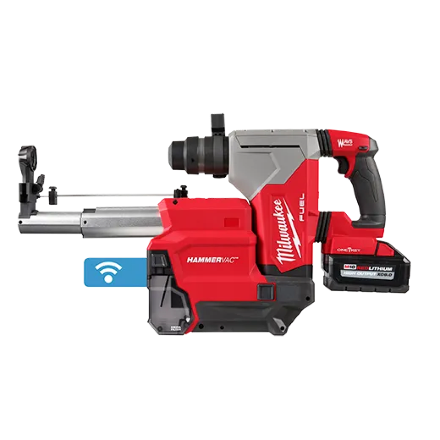 Rotomartillo m18 fuel sds plus de 1-1/8" con extractor de polvo, one key y hammervac kit
