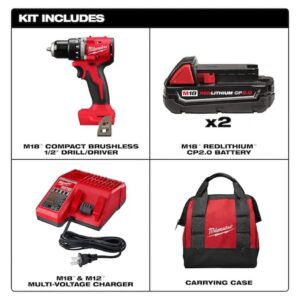 Kit de taladro / destornillador compacto sin escobillas m18 de 1/2"