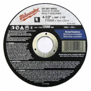 Disco p/ corte metal 5" x .045, orificio flecha 7/8", 12225 rpm, a60t, tipo 27