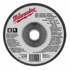 Disco p/ corte metal 6" x .045, orificio flecha 7/8", a60t, 10185 rpm, a60t, tipo 1