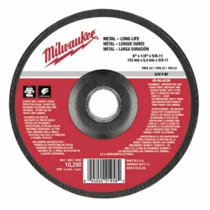 Disco p/ desbaste metal 6" x 1/4", orificio flecha 5/8"-11, a24r, 10185 rpm, tipo 27