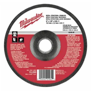 Disco p/ desbaste y corte metal 6" x 1/8", orificio flecha 5/8"-11, a30s, 10185 rpm, tipo 27