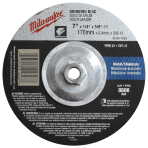 Disco p/ desbaste metal 9" x 1/4", orificio flecha 5/8"-11, a24r, 6600 rpm, tipo 27
